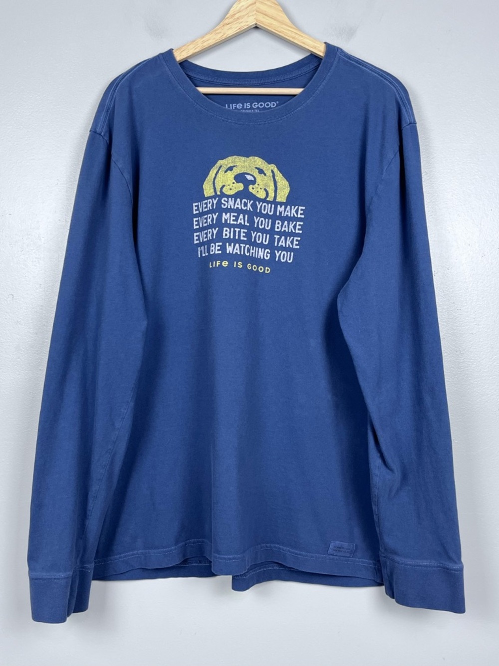 Life Is Good Men's 100% Cotton Long Sleee Graphic Print Crusher Tee Size L; Dogs